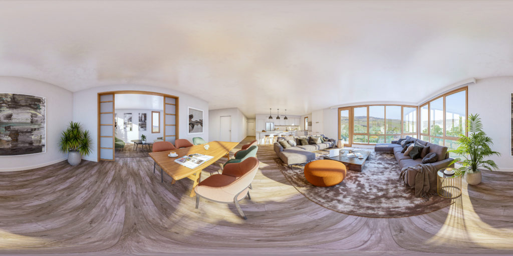 Enso Village Panoramic View of Living Room