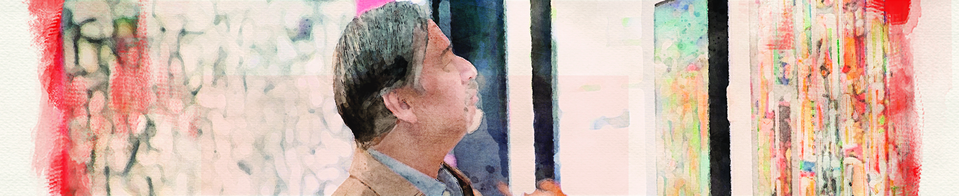 Header image of man in gallery