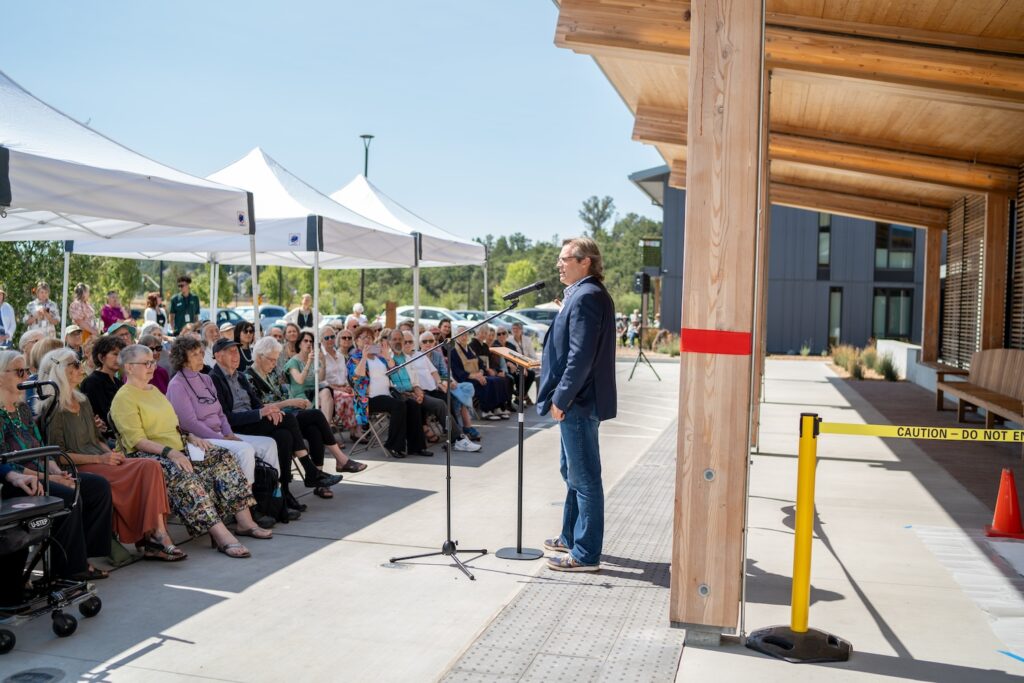 Man giving speech to crowd